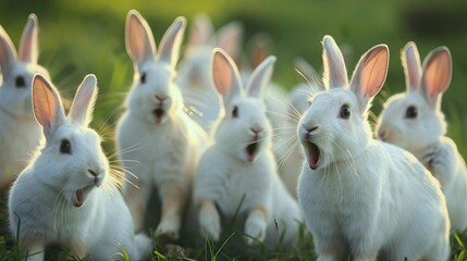 Many surprised rabbits. 