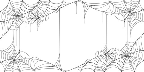 Wall Mural - background with cobweb, spider web line art vector eps