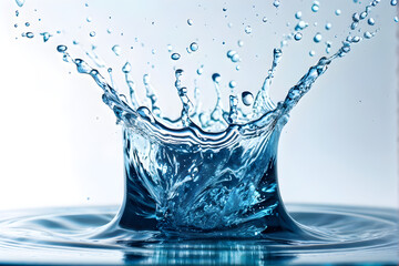 Wall Mural - blue water splash isolated on white background.