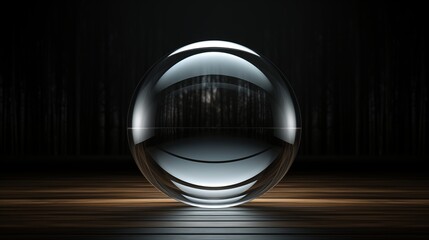 Wall Mural - Elegant Transparent Glass Sphere with Reflected Light on Stage