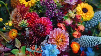 Colorful close up floral arrangement