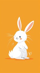 Sticker - White easter rabbit on orange background