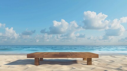 Wall Mural - Wooden Display Stand in Seaside Summer Setting