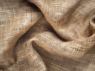 Wall Mural - Hyperrealistic natural look macro shot canvas fabric texture background, top view. Macro photo of a jute natural pattern with a soft focus for textile design