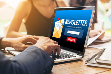 Poster - newsletter signup page on computer for customer to subscribe snugly newsletter update information to