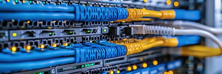 Poster - Close-up of Server Racks and Network Cables