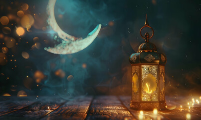 Wall Mural - quran and lantern and Arabic background