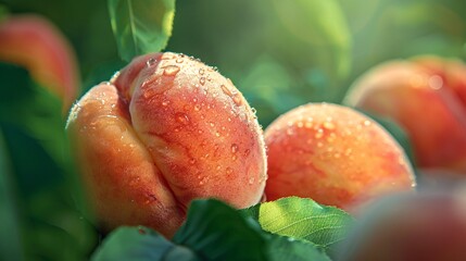 Wall Mural - Peach - Succulent, sugary fruit with velvety exterior and vibrant interior.