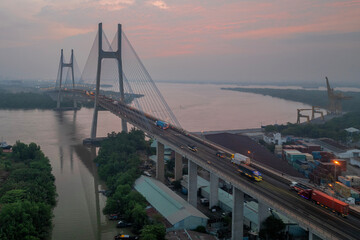 Wall Mural - June 4, 2024: Phu My Bridge connects District 2 and District 7 of HCMC, Vietnam