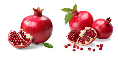 Set of pomegranate isolated on a transparent background 