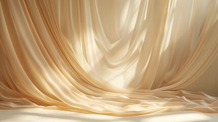 Warm beige fabric with elegant soft shadows, creating a perfect backdrop for product presentations. Includes space for copy