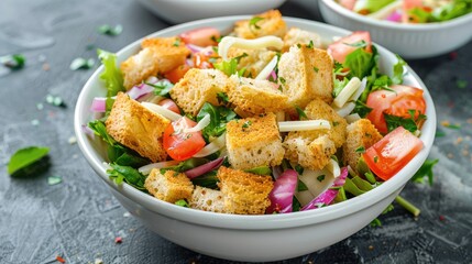 Canvas Print - Crunchy crouton and cheesy salad