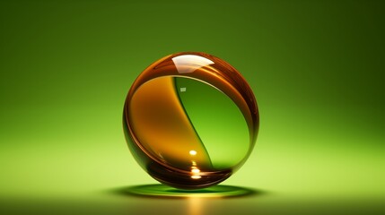 Wall Mural - A Reflective Glass Sphere with a Green and Yellow Gradient Background