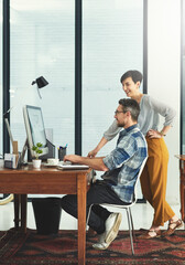 Aufkleber - Team, people and creative for review in office for business on project in company as developer in digital agency. Group, feedback and collaboration in communication, growth or career in brand design