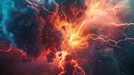 electric lightning collision powerful illustration background power, light blast, electricity thunder electric lightning collision powerful hyper realistic 