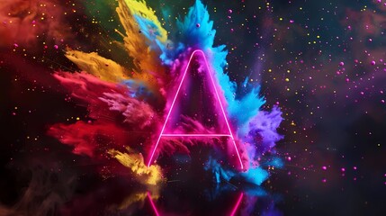 Letter A with colorful powder splash art