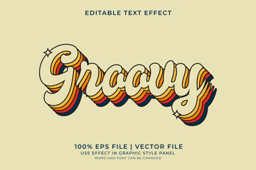 layered text effect groovy editable vector, vintage style text effect