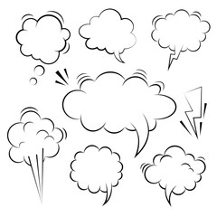 Poster - Different types of comic book speech bubble. collection of comic speech bubble. pop art comic clouds. vector illustration