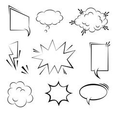 Poster - Collection of empty comic speech bubbles. different types of comic book speech bubble. comic pop art style. vector illustration