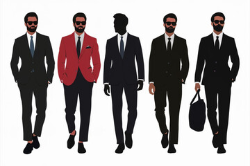 Wall Mural - A set of businesspeople standing together with confident 