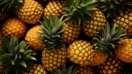 Wall Mural - Pineapples as background, top view