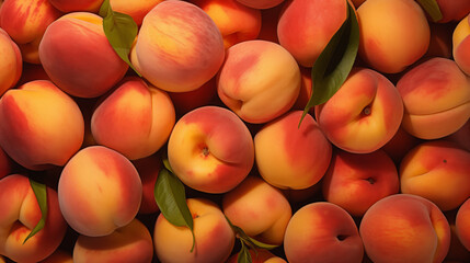 Wall Mural - Ripe peaches as background, top view
