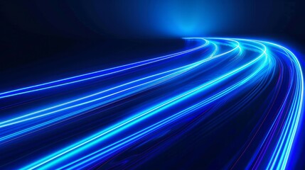 dynamic blue light lines depicting movement and speed, creating a futuristic feel.