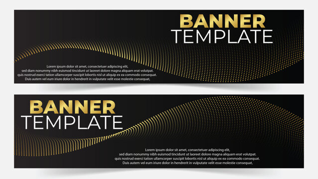 banner design template gold with black background for business elegant luxury