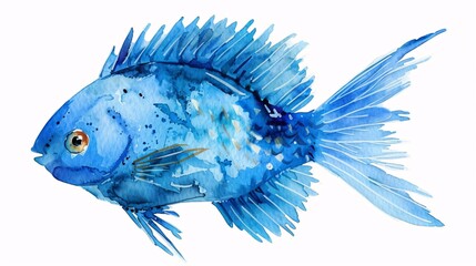 A blue fish with a black eye and a white belly