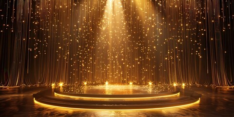 Golden Stage With Sparkling Lights