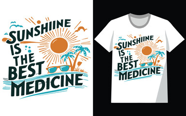 Summer beach and sunset Vector graphic and typo for t shirt and other uses