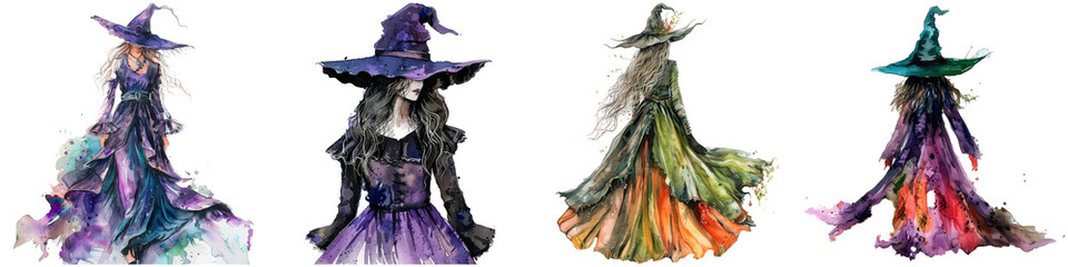 Wall Mural - Four witches in different colors and styles