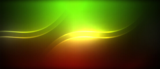 Aufkleber - Neon glowing circle rays, light round lines in the dark, planet style neon wave lines. Energetic electric concept design for wallpaper, banner, background