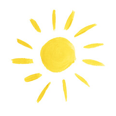 Sticker - Child's painting of sun on white background