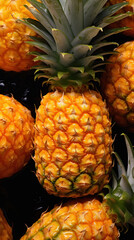 Wall Mural - close up of fresh pineapple with water drops