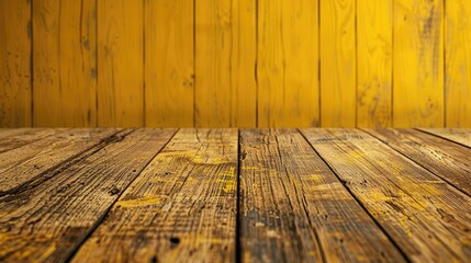 Poster - Yellow Wooden Engraved Background for Product Displays and Text in Room Design