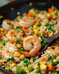 Canvas Print - Cooking shrimp fried rice