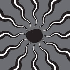 Wall Mural - Groovy retro abstract sun background set with bright sunburst. Abstract summer background with sun. Retro swirl sun groovy banner background. Organic doodle shapes with sun. Vector illustration.