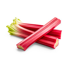  Red rhubarb stem cuts isolated on a transparent background