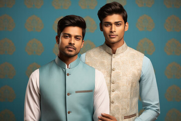 Wall Mural - handsome men wearing nehru jacket with Solid Shirts