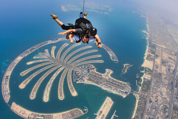 Skydiving over the palm in Dubai