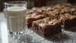 © Ghulam - Homemade Delight A digital artwork of a brownie and a glass of milk, showcasing the homemade charm of the treat The scene is warm and inviting, evoking feelings of home and comfort 8K , high-resoluti