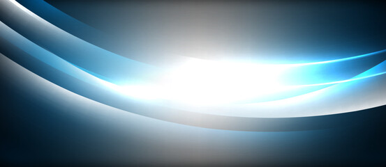 Aufkleber - Neon glowing circle rays, light round lines in the dark, planet style neon wave lines. Energetic electric concept design for wallpaper, banner, background