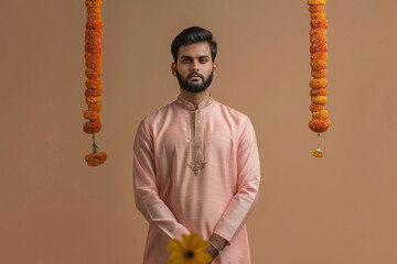 Canvas Print - Young indian man in traditional kurta