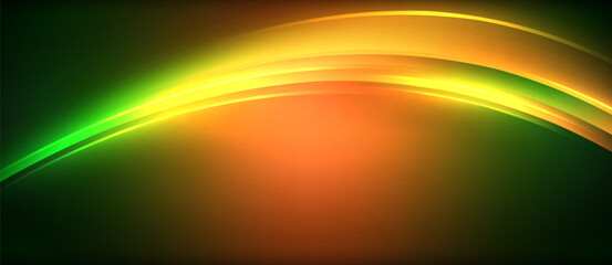 Aufkleber - Neon glowing circle rays, light round lines in the dark, planet style neon wave lines. Energetic electric concept design for wallpaper, banner, background