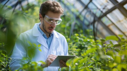 Wall Mural - The scientist in the greenhouse