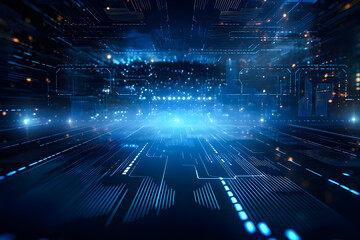 digital abstract background encompasses technological operations, neural networks, data transmission