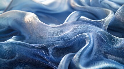 Poster - Blue silk fabric with a lightweight and airy texture that shimmers in sunlight