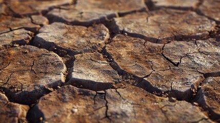 Canvas Print - Close up view of the textured dried earth with clay and sand