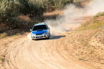 Wall Mural - Sunny Day and Rally Car on a Turn